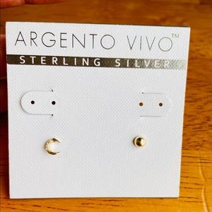 ARGENTO VIVO Moon Stud Set